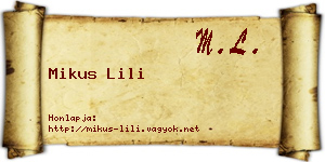Mikus Lili névjegykártya